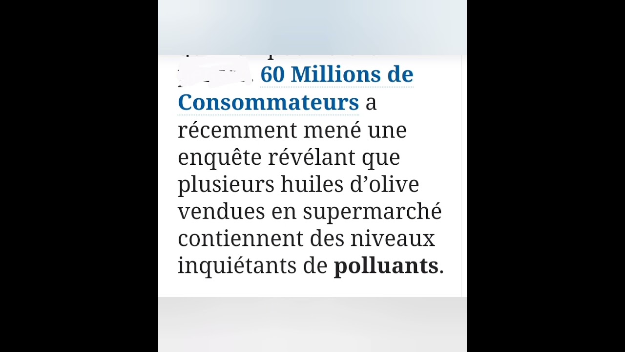 ⚠️Selon 60 Millions de Consommateurs, il faut fuir ces 7 huiles d’olive⚠️